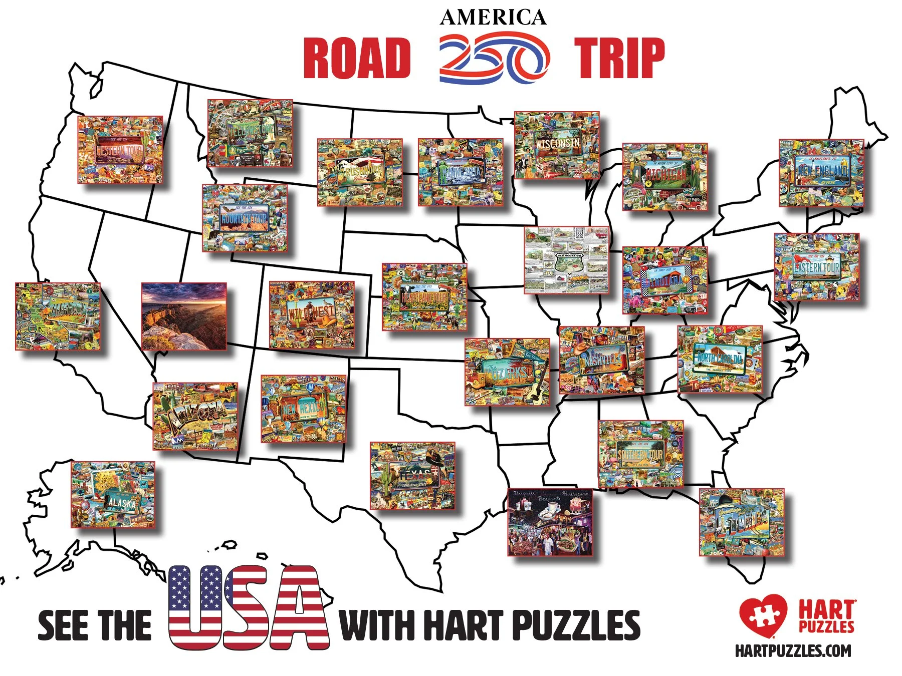 ★ＵＳオリジナル盤★『 ハズ・アライヴド』ザ・ウォール・ダーン・ファミリー Bob's Route 66 1000 pc jigsaw puzzle Made in USA. By Bob Waldmire